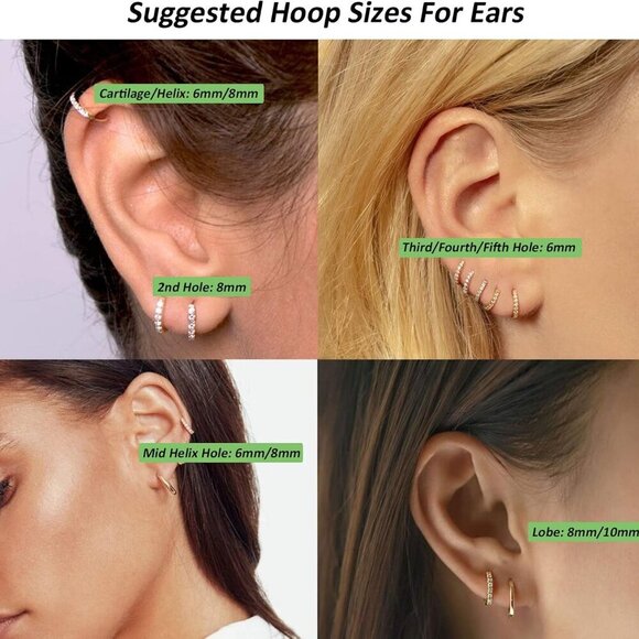 Sterling Silver Huggie Hoop Earrings Set 3 Pairs Hypoallergenic for Men Women - Picture 4 of 7